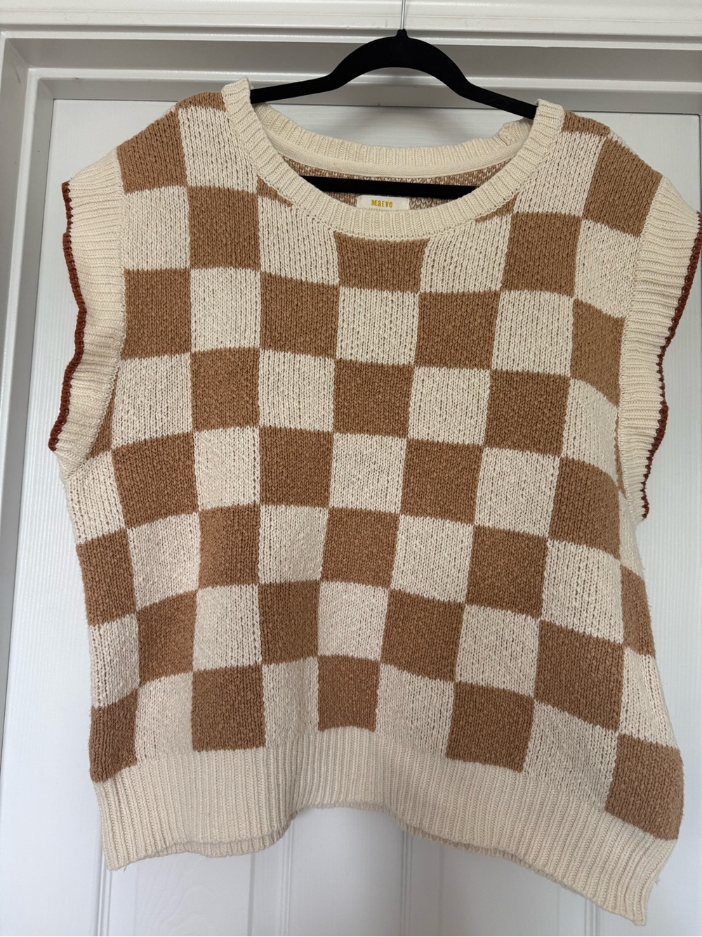 Anthropologie Maeve Cream and Tan Knit Vest - Picture 1 of 3